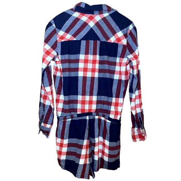 Aerie - Petite Small - Red White Blue Plaid Romper - Great Condition! - Picture 2 of 15